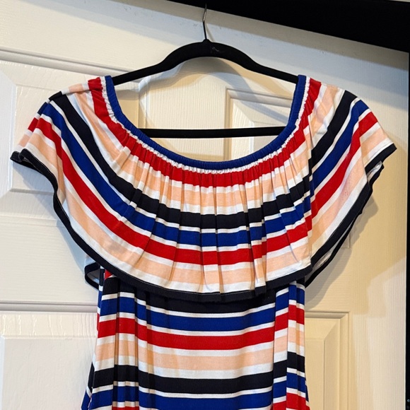Lane Bryant Multicolor Striped Off-Shoulder Dress - Picture 2 of 8